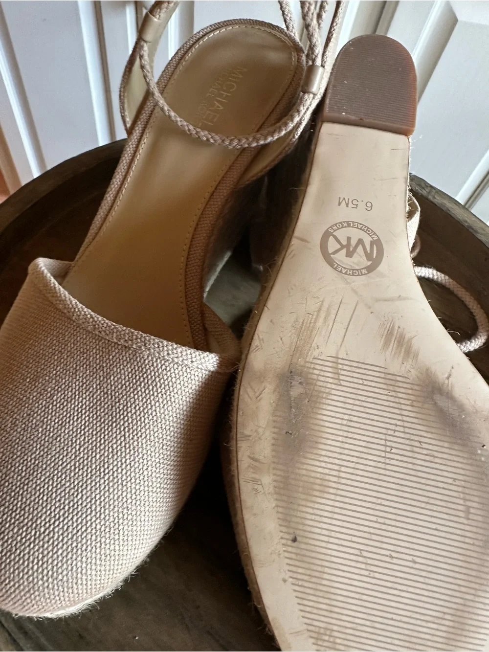 MICHAEL Michael Kors Blush Canvas Espadrille Wedge Sandals